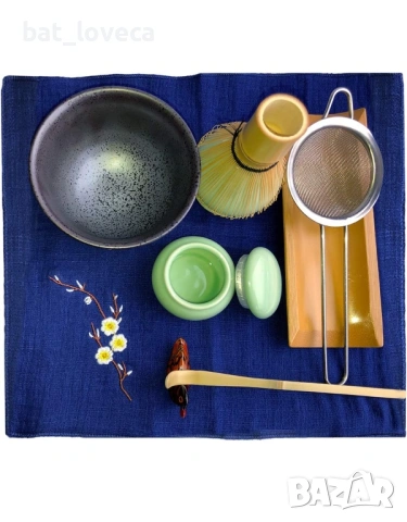 Традиционен японски комплект за чай мача Artcome, бъркалка за мача, традиционна лъжичка, купа и кути, снимка 4 - Чаши - 53699395