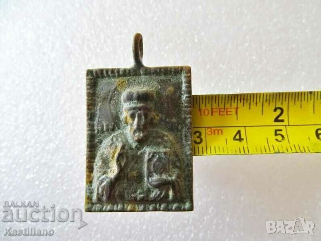 Стара малка бронзова икона на св. Николай, снимка 2 - Антикварни и старинни предмети - 45342147
