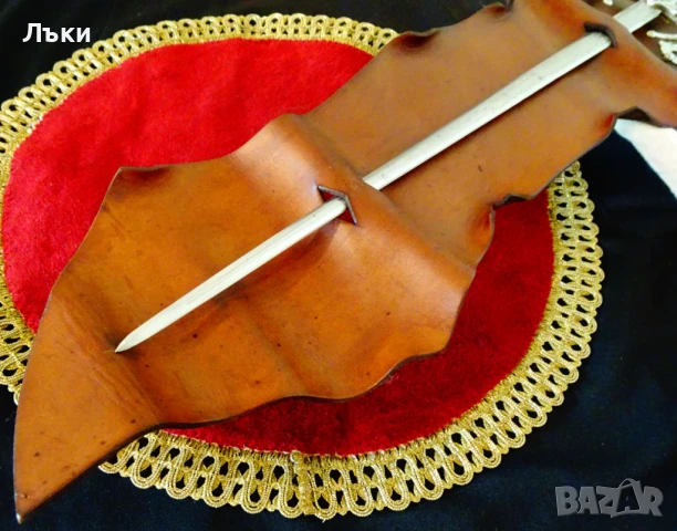 Рицарски меч,кожена кания,пано 64 см. , снимка 9 - Антикварни и старинни предмети - 51303062