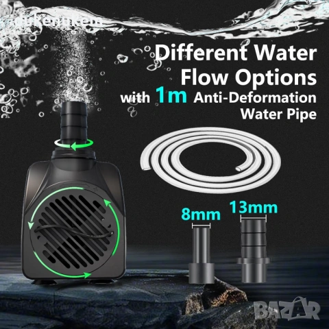 Потопяема водна помпа 10W – 600 L/ч, тиха работа, снимка 4 - Друга електроника - 53243790