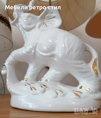 Красива и изящна фигура на слон с фини златисти орнаменти., снимка 5 - Антикварни и старинни предмети - 51823121