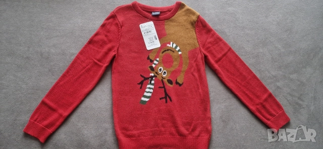 7-8г 128см Блуза с дълъг ръкав пуловер Коледа, нов, с етикет
