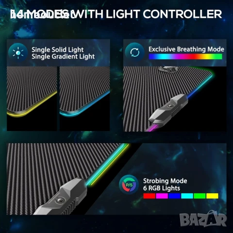 ПРОМОЦИЯ Геймърско бюро с LED осветление ERK-GIP-44B, снимка 6 - Бюра - 50766755