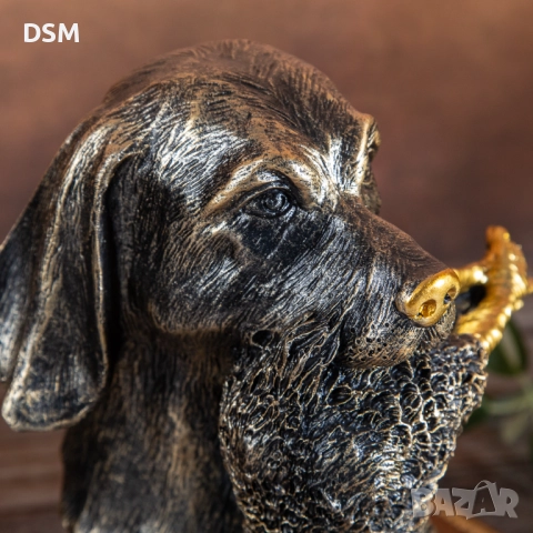 нова Статуетка Куче с Птица Фигура - Декорация за Ловец 20см, снимка 4 - Статуетки - 51729172