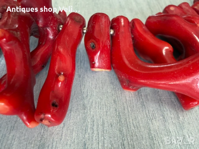 Масивно колие от естествен червен корал №7927, снимка 5 - Колиета, медальони, синджири - 53734887