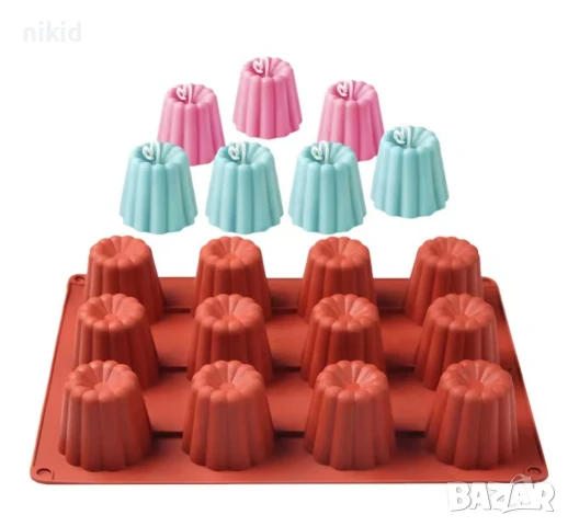 12 бр тип чашки капсули Мус кексчета мъфини пудинг желе свещ силиконов молд форма гипс, снимка 3 - Форми - 51141348