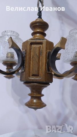 Старинен винтидж полюлей с дървени и метални елементи. Перфектно състояние., снимка 6 - Антикварни и старинни предмети - 45784628