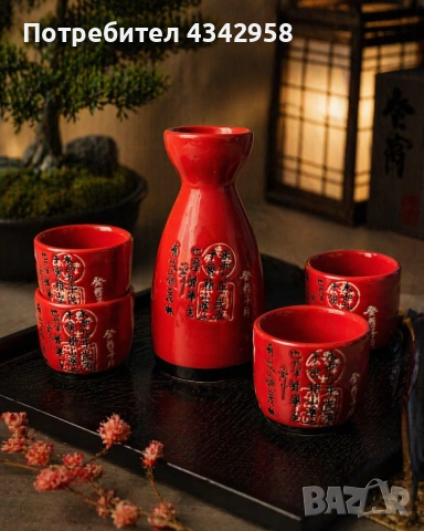 Японски комплект за саке – керамика, традиционен дизайн 🇯🇵  