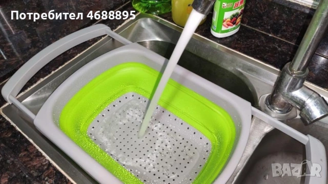 Сгъваема правоъгълна кошница за измиване и изцеждане на плодове и зеленчуци, снимка 4 - Други - 53664053