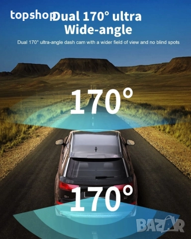 ThiEYE 4K Dash Carview 4 Mirror Dash Cam с камера за заден ход 10-инчов IPS сензорен екран...., снимка 7 - Аксесоари и консумативи - 51629091