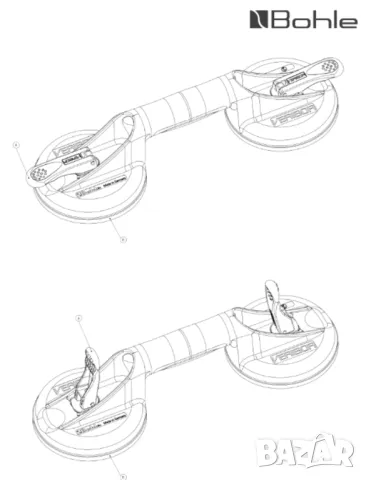 Оригинал VERIBOR Професионална Немска Mетална ЛАПА Вакуумна Вендуза за Стъкла Плоскости и др. БАРТЕР, снимка 4 - Други инструменти - 50182092