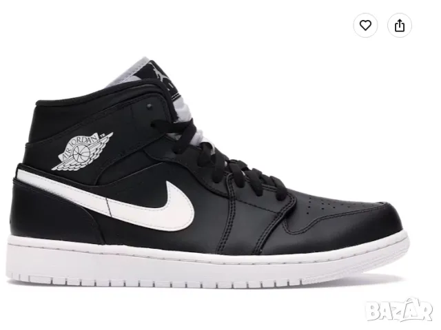 Nike Air Jordan 1 Retro Mid 'Black White'  номер 44 ,5  оригинални маратонки  , снимка 2 - Маратонки - 50292063