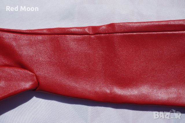 Дълги Червени Ръкавици От Изкуствена Кожа Размер S , снимка 3 - Ръкавици - 45483312