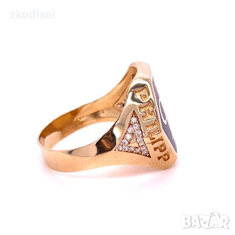 Златен мъжки пръстен Philipp Plein 6,92гр. размер:68 14кр. проба:585 модел:38176-1, снимка 3 - Пръстени - 53981399