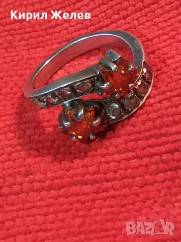 ШАРМАНТЕН СКЪПОЦЕНЕН СРЕБЪРЕН ПРЪСТЕН СРЕБРО 925 със ЗВЕЗДИЧКИ от ГРАНАТ и БЛЕСТЯЩИ ЦИРКОНИ 47491, снимка 15 - Пръстени - 49273093