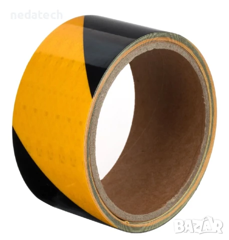 Светлоотразителна самозалепваща лента, Жълт - Черен, 3м x 5 см.