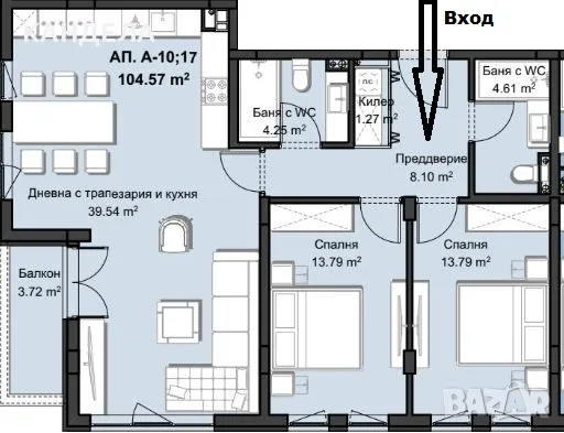 Тристаен апартамент - нова сграда в строеж., снимка 2 - Aпартаменти - 47218850