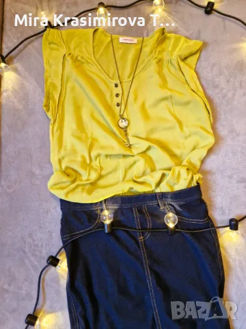 Рокля с визия на блуза и дънкова пола – оригинална и удобна, снимка 4 - Рокли - 50232766