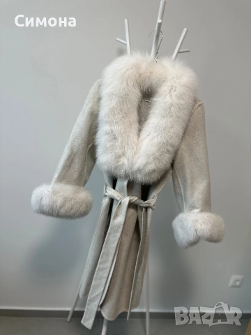 Естествена вълна алпака палто с естествен косъм лисица