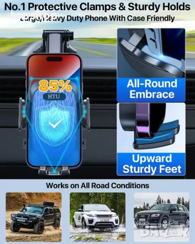 YRU универсална стойка за мобилен телефон за кола, тъмно черна, 2 броя, снимка 6 - Аксесоари и консумативи - 50303138