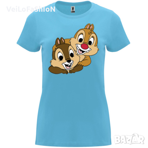 Нова дамска тениска с катериците Чип и Дейл в син цвят, Disney, снимка 1 - Тениски - 44971457