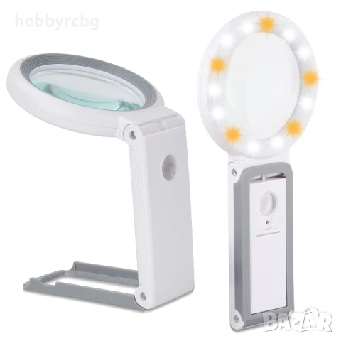 Увеличителна лупа за четене х10 с големина 80мм и 18 светодиода за осветление, снимка 7 - Други инструменти - 50738438