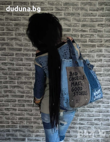 Страхотна дънкова дамска чанта, нов  див модел на duduna! , снимка 3 - Чанти - 53238676