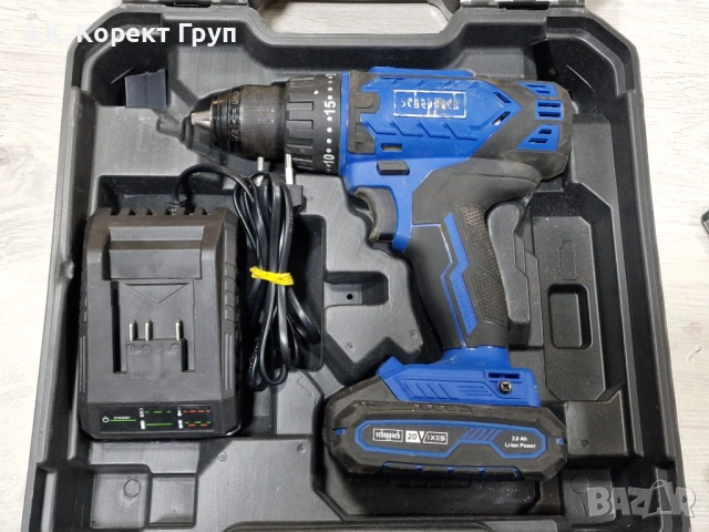 Винтоверт Scheppach C-DTB74/1-X + зарядно , батерия, аксесоари / куфар, снимка 11 - Винтоверти - 53918544