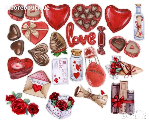 Изрязани елементи от картон Valentines chocolate 22 бр - R078, снимка 2 - Други - 48317662