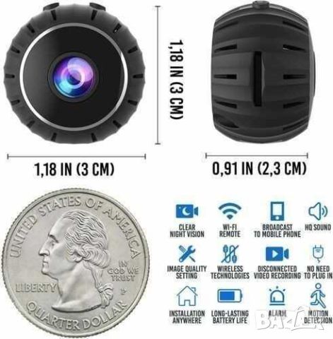 Мини шпионска охранителна камера, 1080P, 360°, WiFi, 300 mAh, снимка 2 - IP камери - 45873864