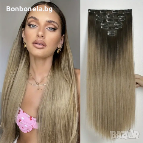 Екстеншън с клипс / Удължение за Коса /треса / треса с клипси , снимка 8 - Аксесоари за коса - 53034501