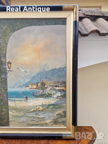 Уникална антикварна майсторска авторска картина масло върху платно , снимка 4 - Картини - 52647931