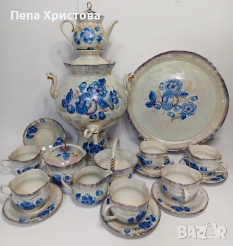 Сервиз за чай от украински порцелан Коростенский завод, снимка 2 - Сервизи - 53579043