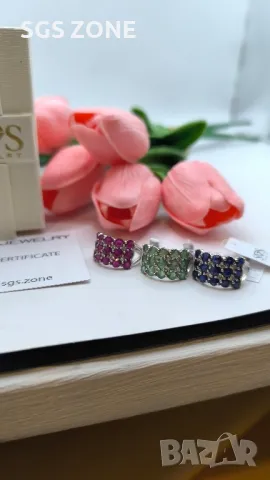 Невероятен Сребърен Пръстен с Рубин/Сапфир/Изумруд, снимка 2 - Пръстени - 49889050