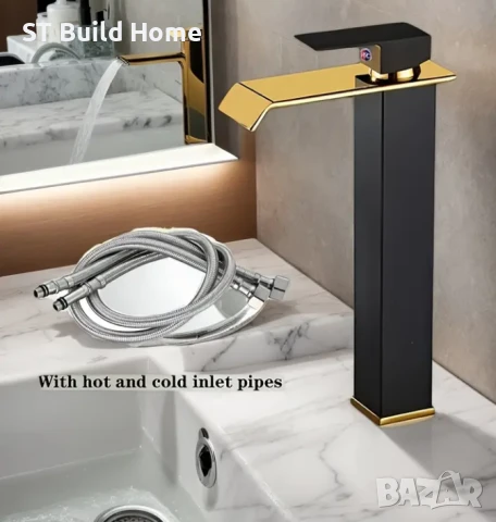 Черен и златист смесител с изтеглящ душ , снимка 5 - Смесители - 50891410