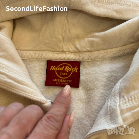 Дамски суитшърт с къс ръкав и цип Hard Rock Cafe Chicago кремав размер M, снимка 2 - Суичъри - 53175556