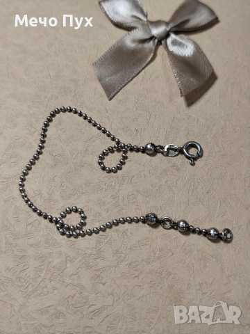 Сребърна гривна за крак (340), снимка 5 - Гривни - 52714412