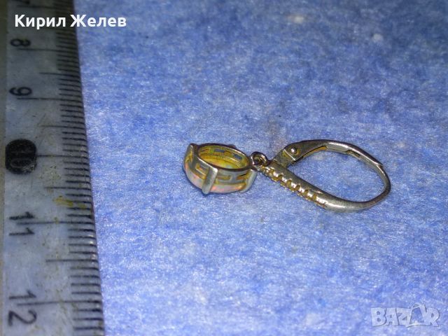 СКЪПОЦЕННА СРЕБЪРНА ОБЕЦА СРЕБРО 925 с ЕСТЕСТВЕН АВСТРАЛИЙСКИ КРИСТАЛЕН ОПАЛ 43855, снимка 12 - Обеци - 45799799