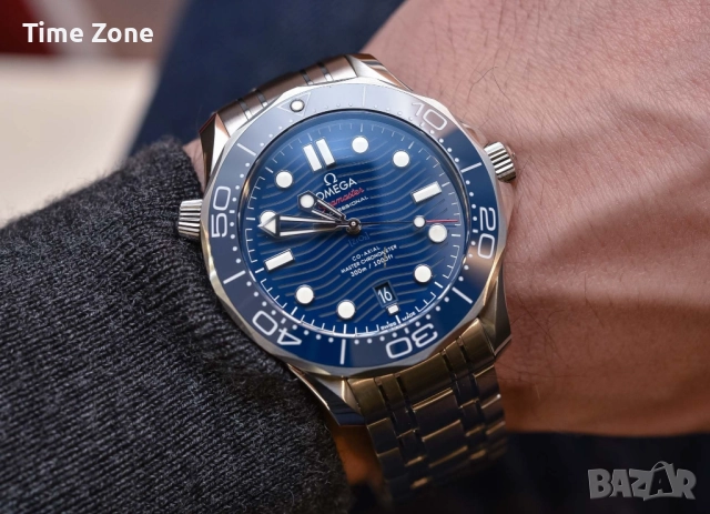 Omega Seamaster Diver 300M 42mm SWISS Movement Steel Blue Wave Dial Ceramic Automatic, снимка 12 - Мъжки - 52996977