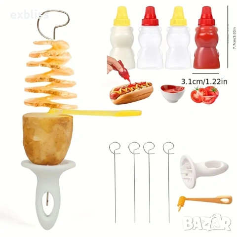 Ръчна спираловидна резачка за картофи Торнадо чипс, снимка 6 - Аксесоари за кухня - 53387584