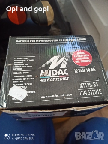 Акумулатор MIDAC 12 v 10 ah, снимка 3 - Аксесоари и консумативи - 53828211