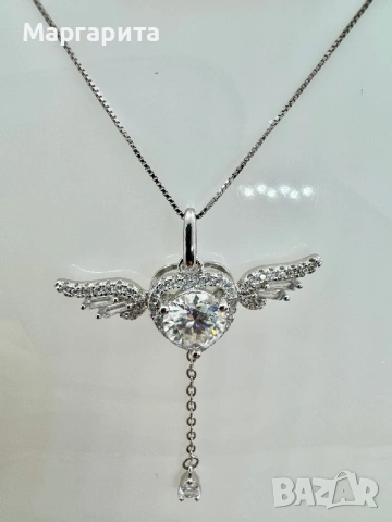 Сребърно колие с мойсанит (диамант) 1 карат, снимка 5 - Колиета, медальони, синджири - 53060728