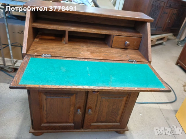 Старо дървено писалище, снимка 3 - Шкафове - 53909710