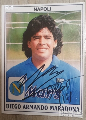 Автограф от Диего Марадона Подписана картичка 