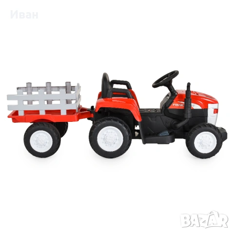  ПРОМОЦИЯ ДО 28.02! НОВО! Акумулаторен трактор с ремарке Dallas RED с 12V батерия , снимка 7 - Електрически играчки - 53334002