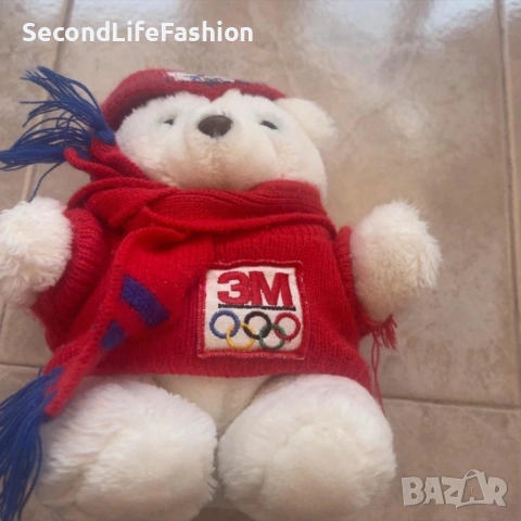 Плюшено мече от олимпийски игри 1992 , 25 см, снимка 2 - Плюшени играчки - 53941570