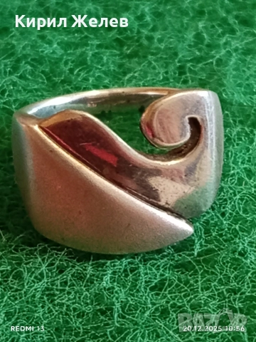 СРЕБЪРЕН ПРЪСТЕН с АБСТРАКТЕН ДИЗАЙН АРТ ДИЗАЙНЕРСКО БИЖУ МАЙСТОРСКА ИЗРАБОТКА 26560, снимка 2 - Пръстени - 52855519