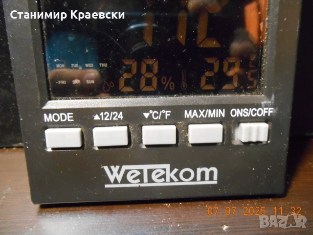 Wetekom - clock alarm termometer, снимка 2 - Други - 51048575