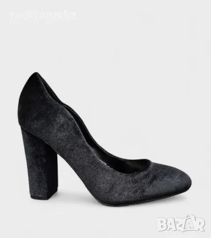 ПРОМОЦИЯ! -20% Дамски елегантни обувки на ток 9см в черно сатенирано покритие – 17007-1 BLACK