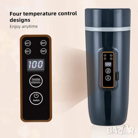 Кана за кола 12 V, CEIEVER Чаша за затопляне на кафе/чай/мляко за пътуване 350 мл, контрол на т, снимка 3 - Кани - 50720461